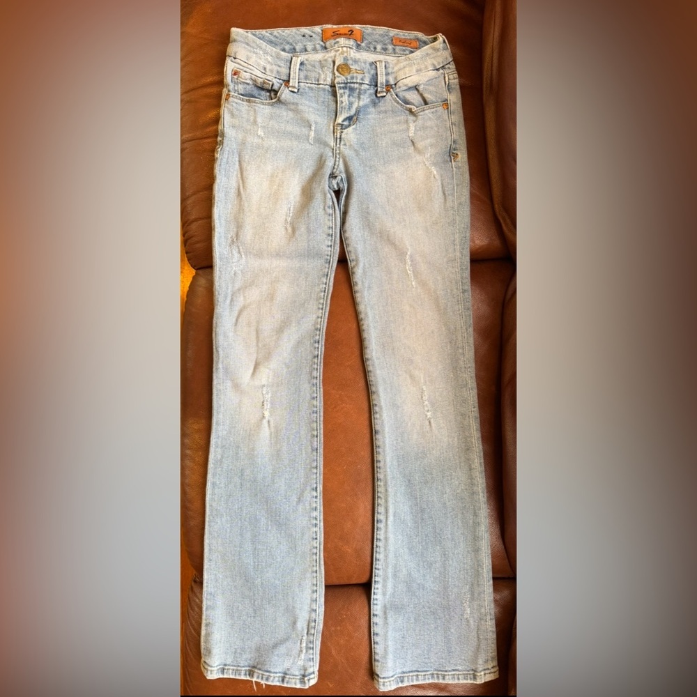 Women’s Vintage Seven7 Light Wash Distressed Boot Cut Jeans Size 25